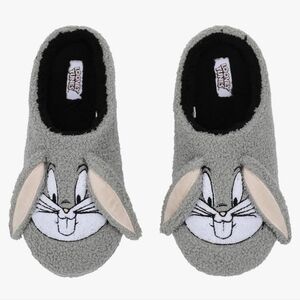 Bioworld Looney Tunes Bugs Bunny Face Adult Gray Scuff Slippers Size Medium 9/10